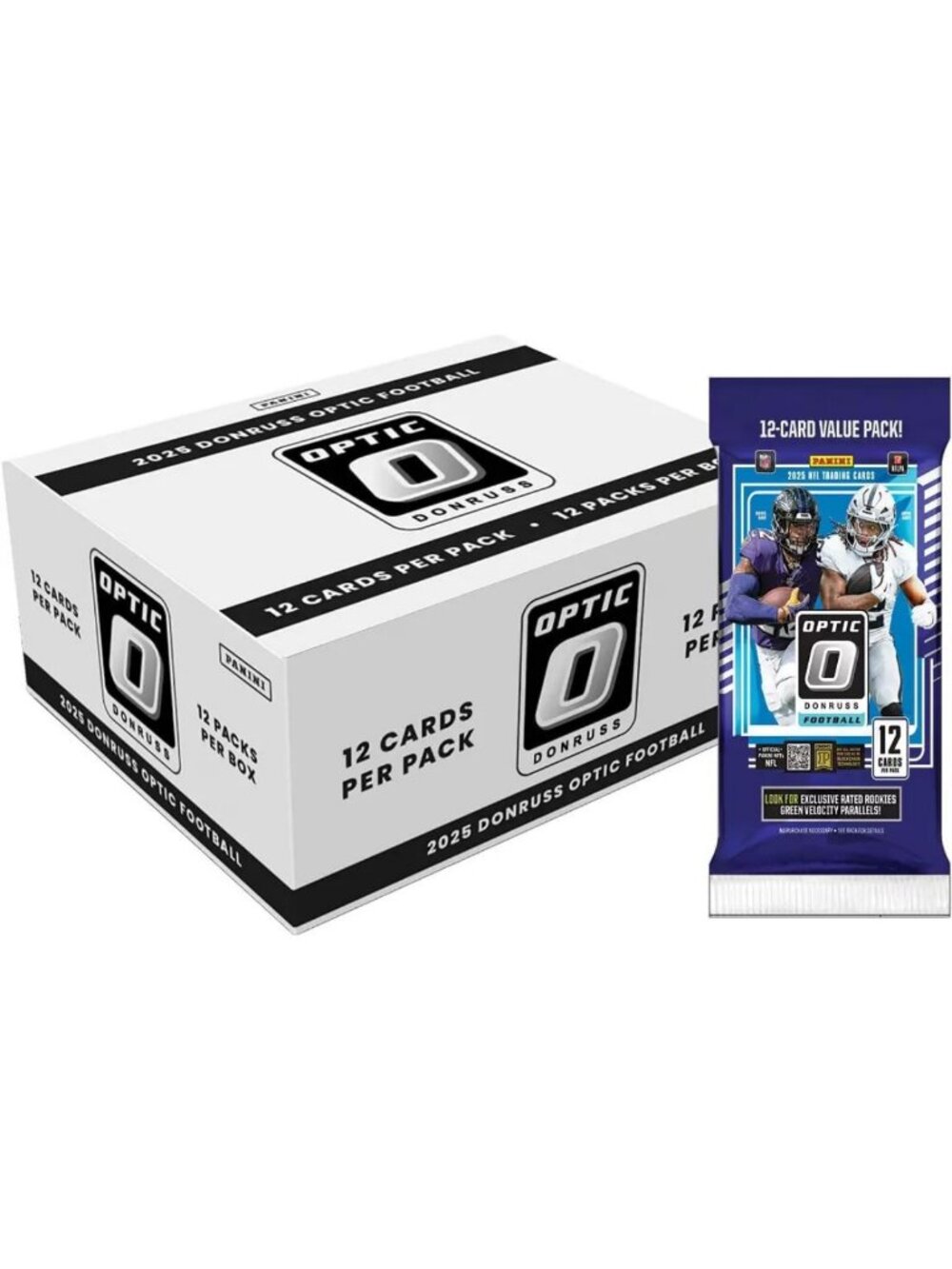 2025 Football Trading Cards Fat Pack Box - Donruss Optic, Rare Inserts